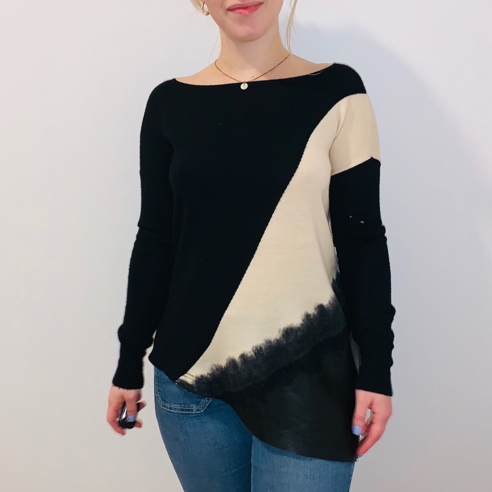 Alice + Olivia Leather Color Block Sweater Tunic